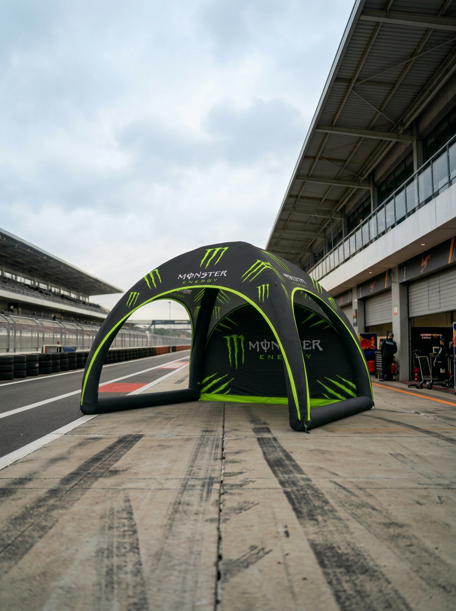 Elite Tent Solutions inflatable shelter at motorsport trade exhibition