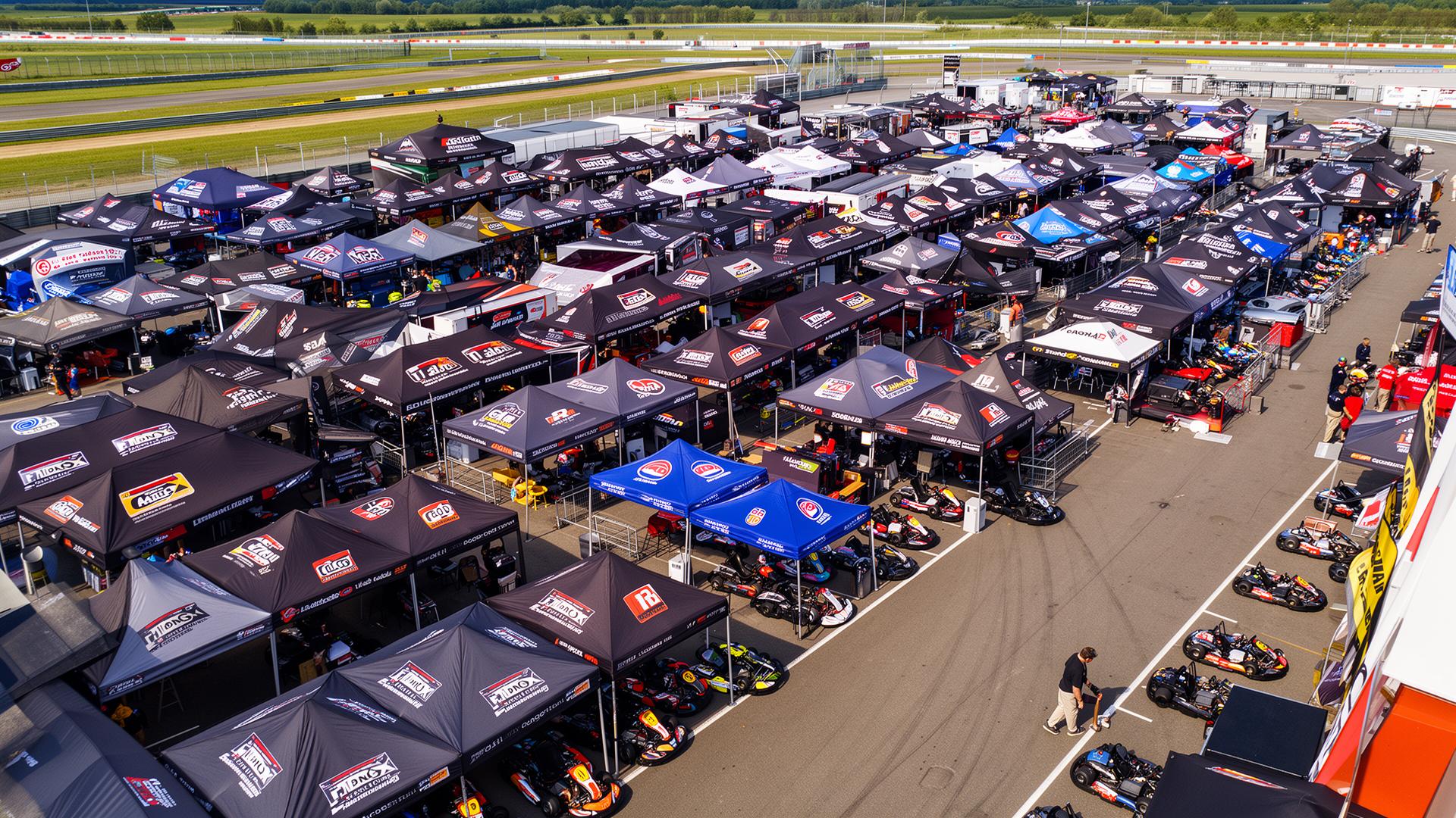 Karting paddock with racing tents