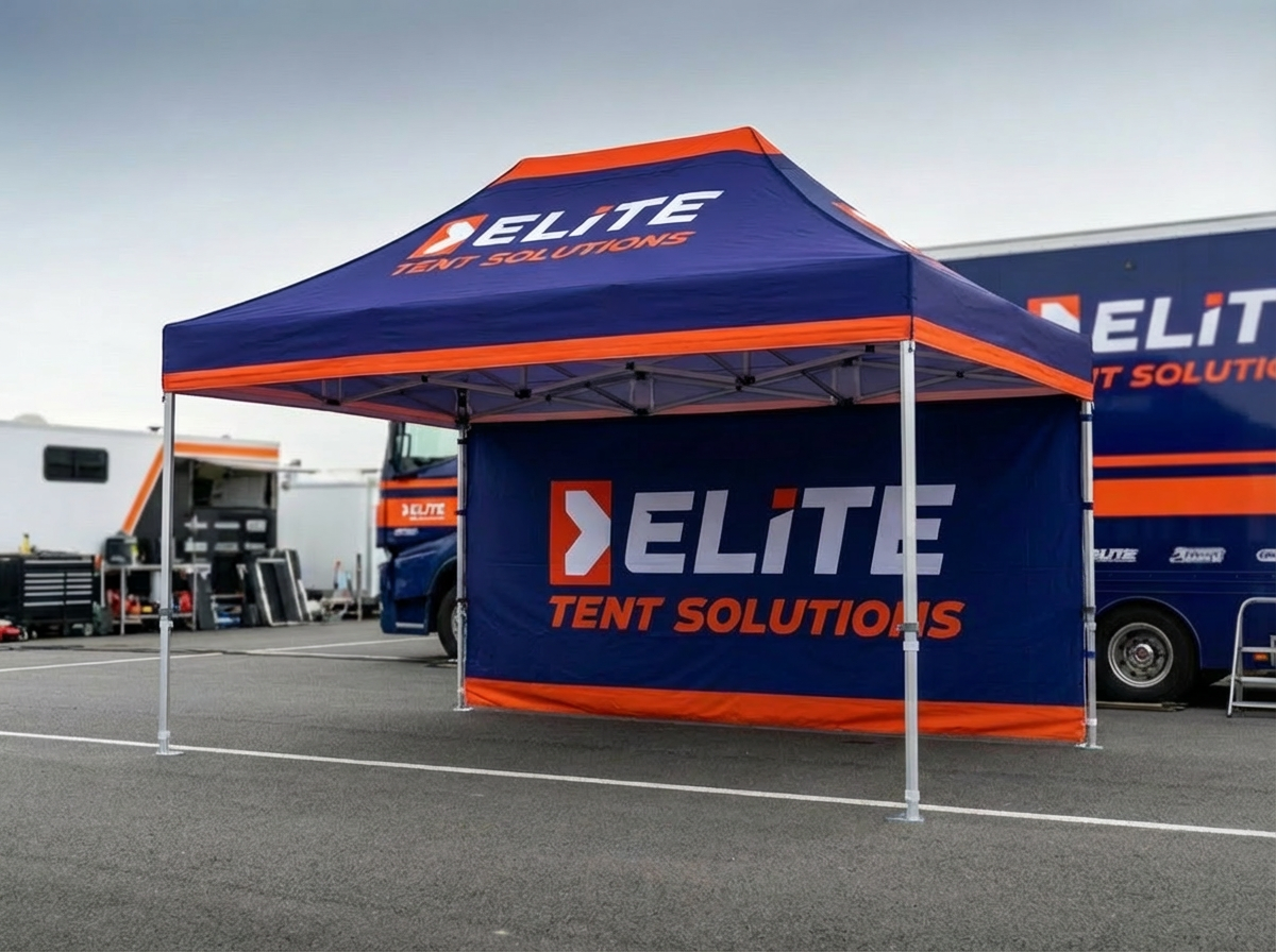 Branded 3x4.5m karting school folding canopy at training event